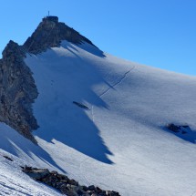 Top of Sonnblick with Zittelhaus seen from the western glacier